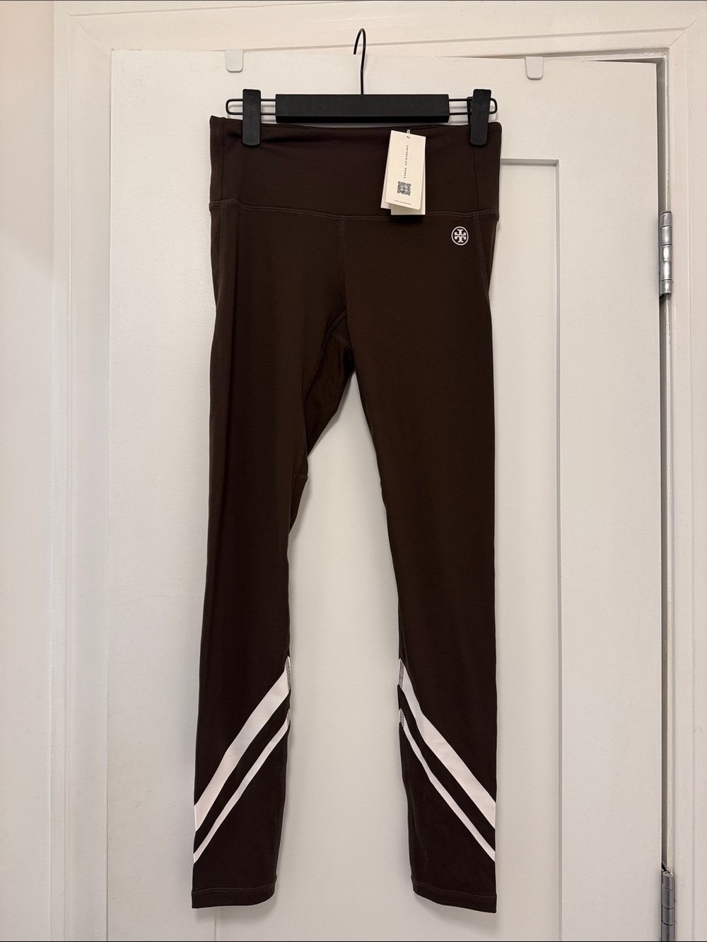 Tory Burch Brown Leggings with White Chevron Stripes